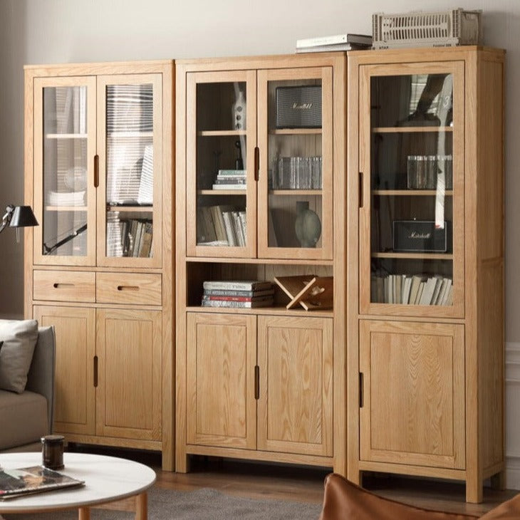 Oak solid wood bookcase multi-layer storage cabinet"-