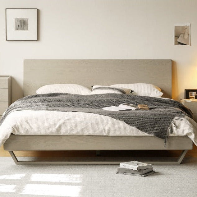 Oak Solid Wood Suspension Bed Light Luxuri ")