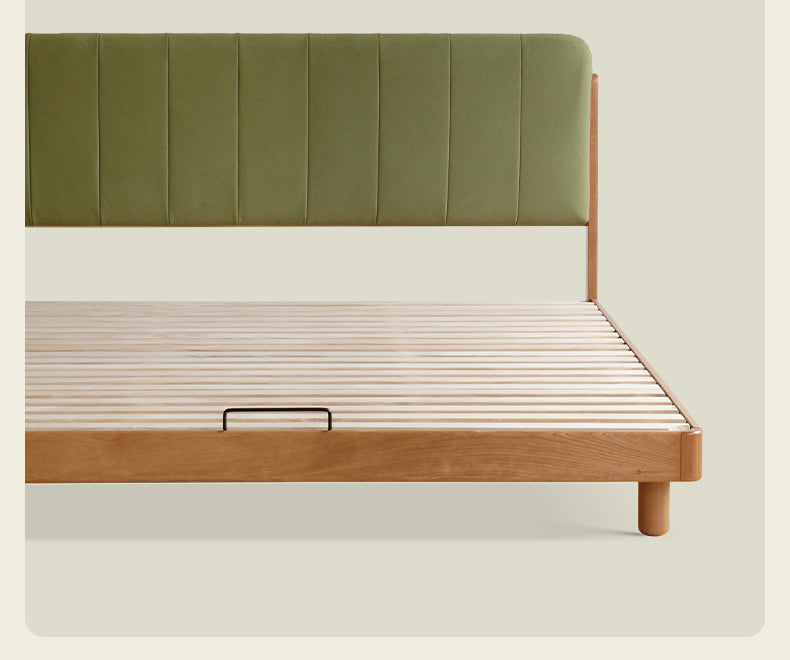 Cherry Solid Wood fabric Soft Bed<