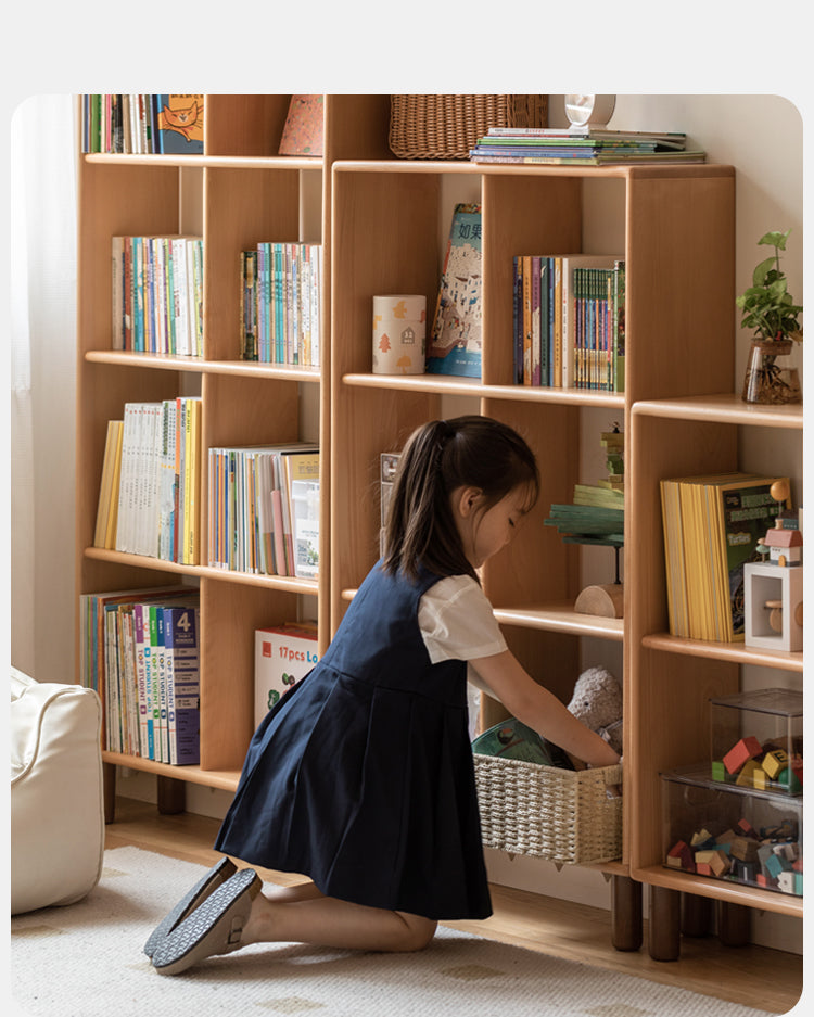 Beech solid wood multi-layer combination children's bookcase