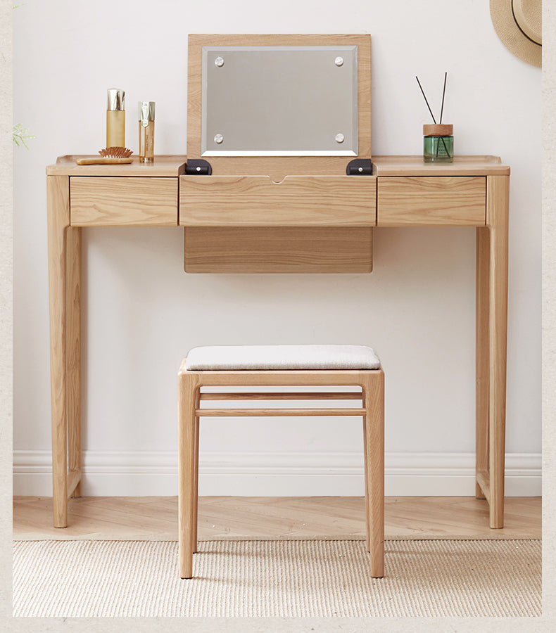 Ash Solid Wood Light Luxury Modern Makeup Stool