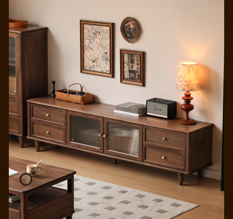 Black walnut solid wood American retro locker TV cabinet ,