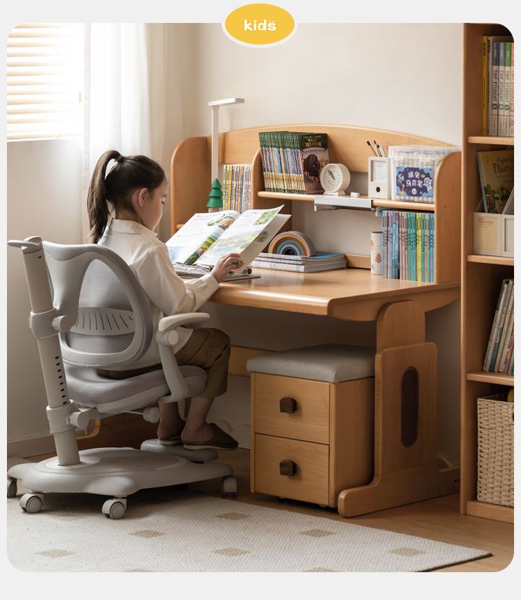 Beech Solid Wood Children's Liftable Study Table