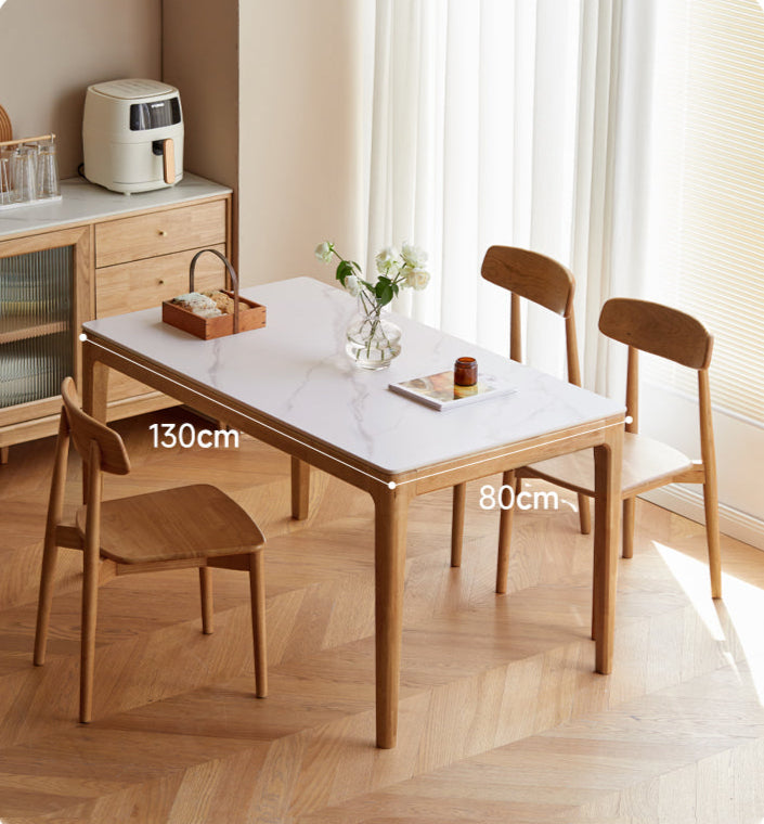 Solid RubberWood Rock Plate Modern Dining Table