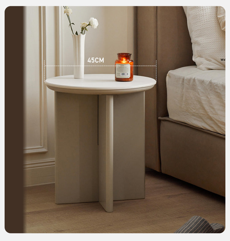 Poplar solid wood Light Luxury Cream Style Side Table -
