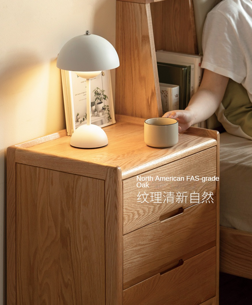 Oak solid wood nightstand Bedside locker"