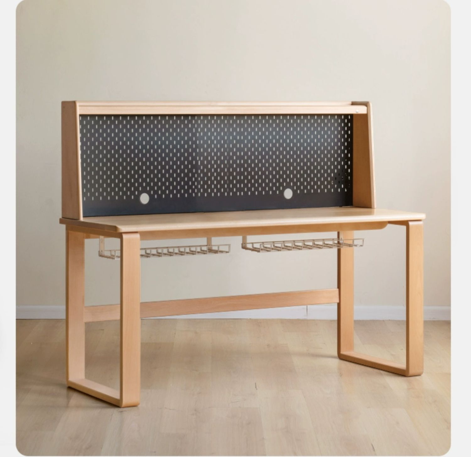 Beech Solid wood combination desk bookshelf integrated -