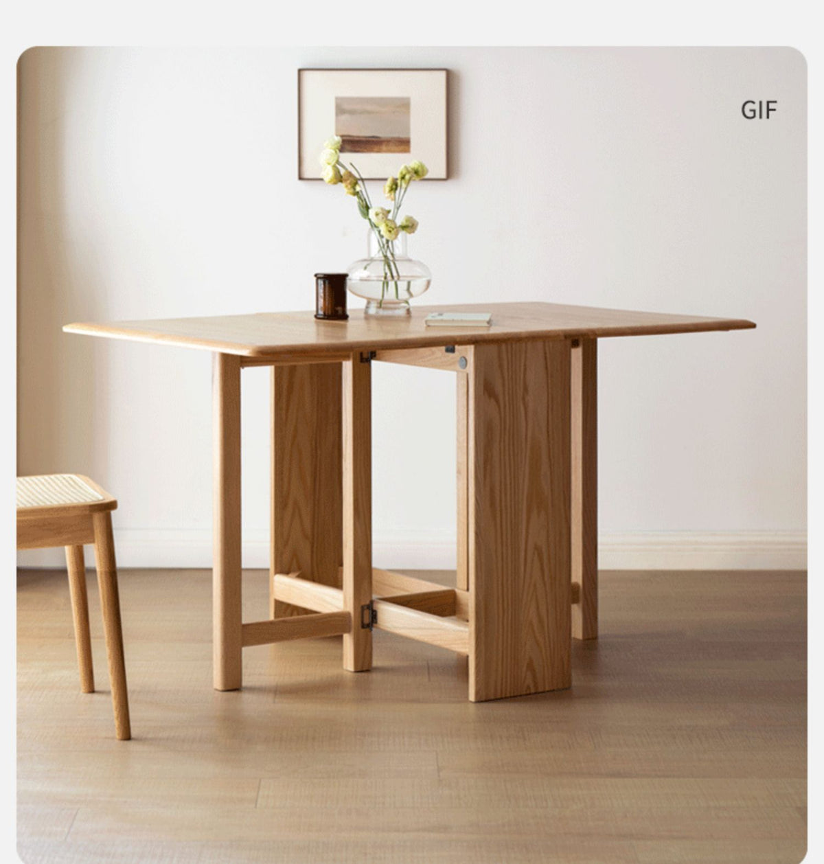 solid wood folding table household small apartment dining table and ...