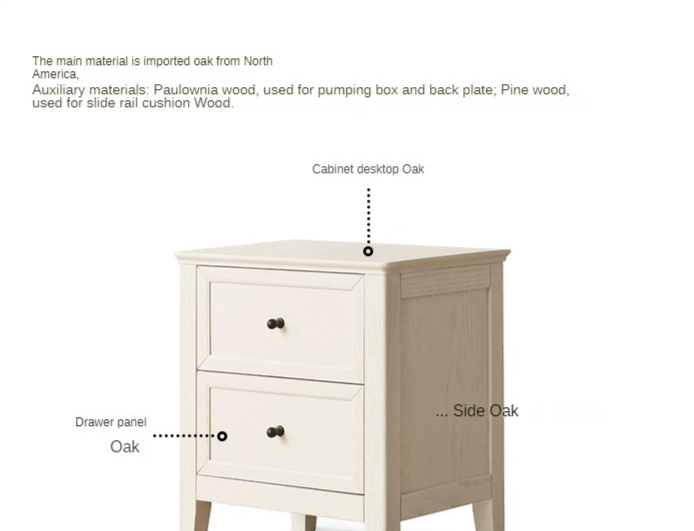 Oak Solid Wood nightstand Cream American-