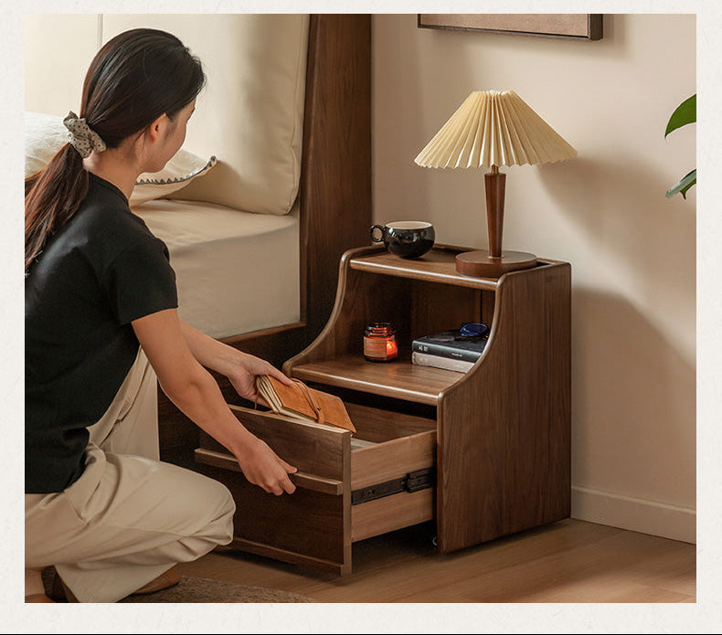 Black Walnut Solid Wood Italian Light Luxury Nightstand