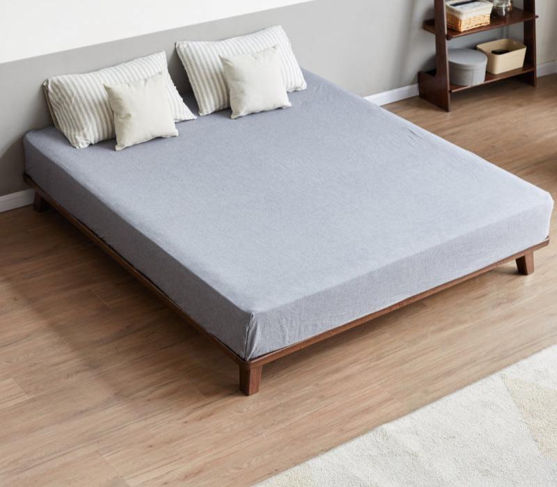 Oak Solid Wood Modern platform bed, headboard-free bed