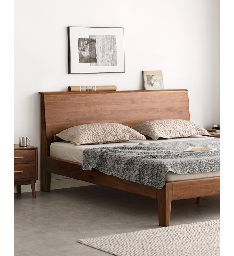 Ash, Oak solid wood bed Nordic modern simple bed<