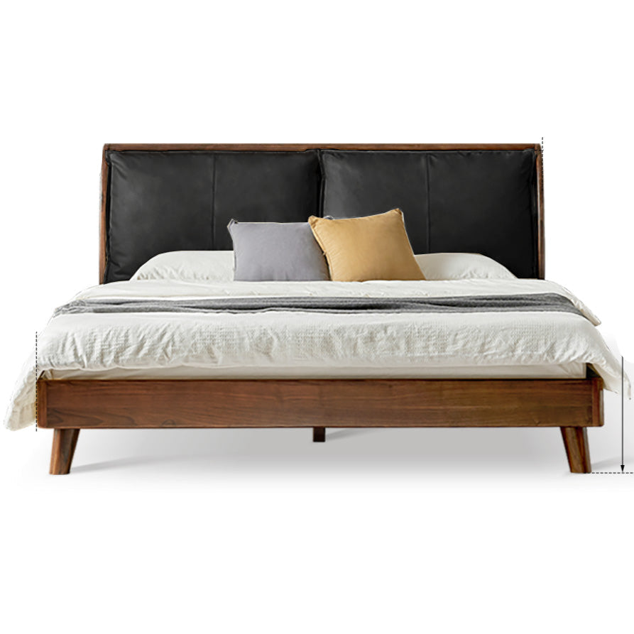 Black Walnut, Golden sandalwood solid wood Leather,Technology cloth Bed