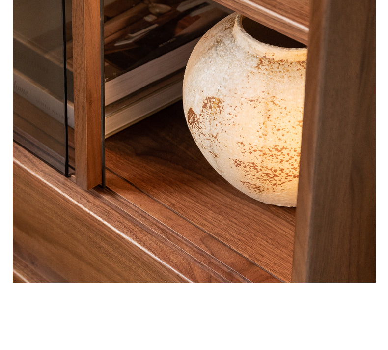 Black Walnut Solid Wood Wabi-Sabi Style Floor Side Cabinet