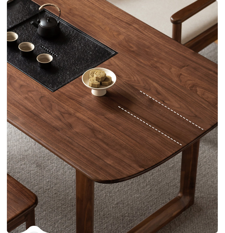 Black walnut solid wood tea table tea tray integrated,