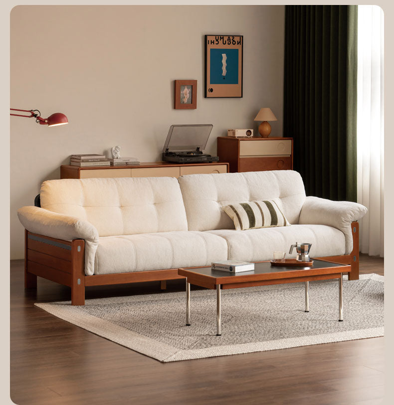 Poplar solid wood antique style Bauhaus high backrest sofa