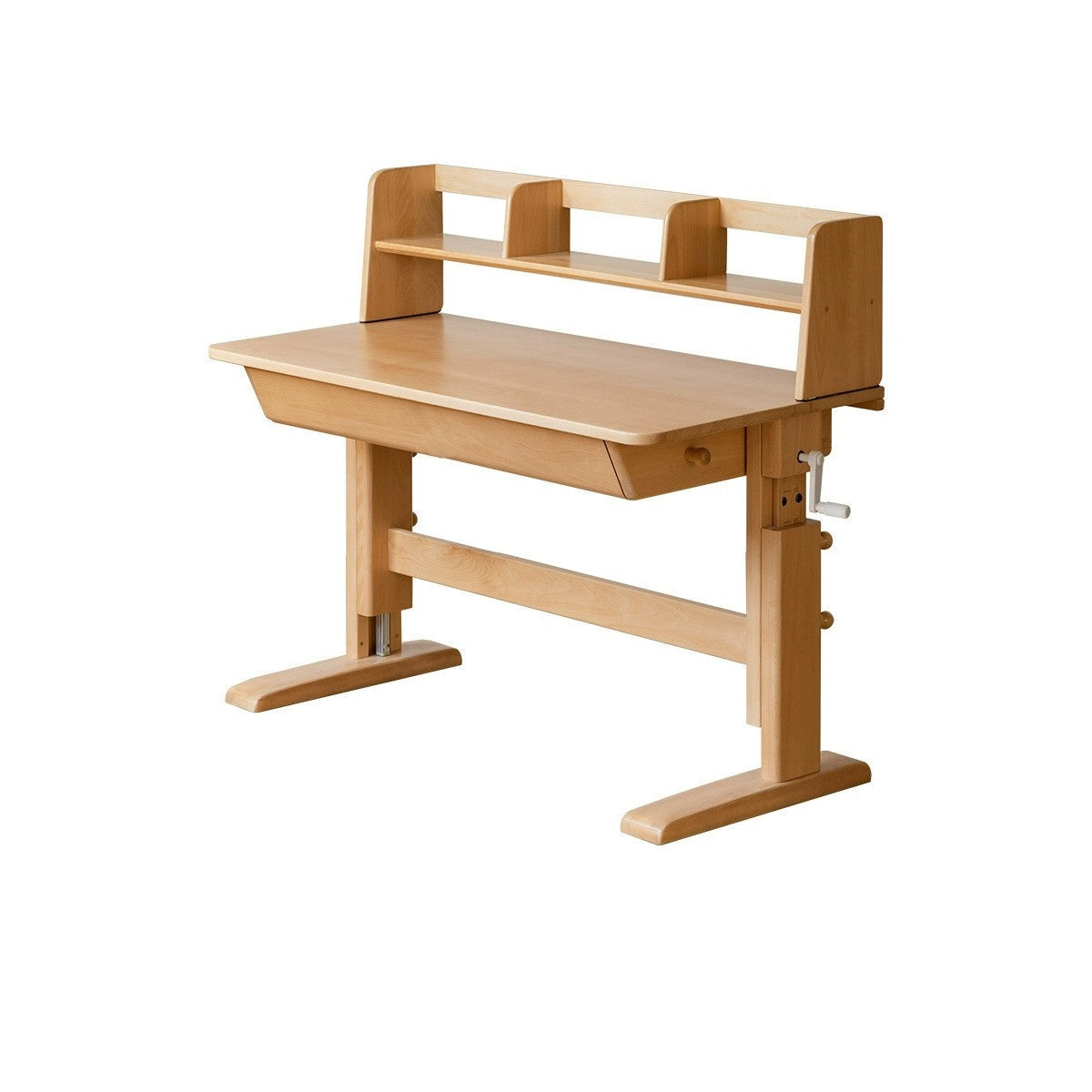Beech Solid Wood lifting kids table with self/chair/high shelf-