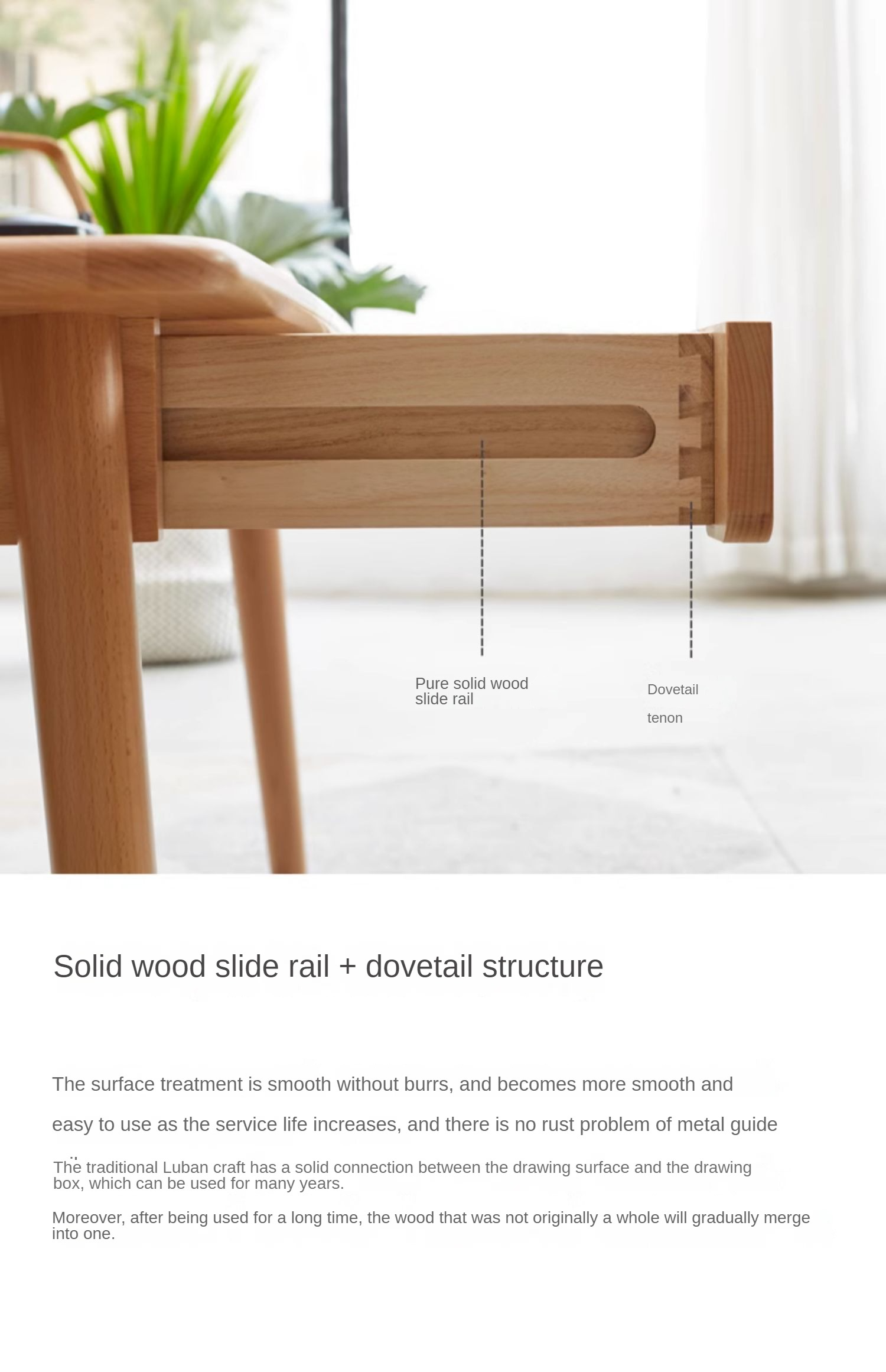 Beech solid wood coffee table "