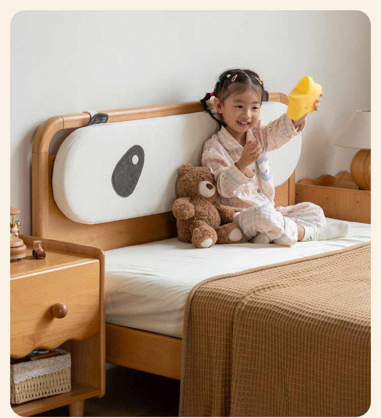 Kids Upholstered Bed with Soft Padded Headboard, Removable Washable Cover