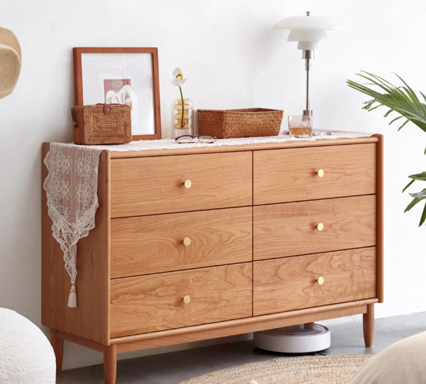 Cherry solid wood chest of drawers"