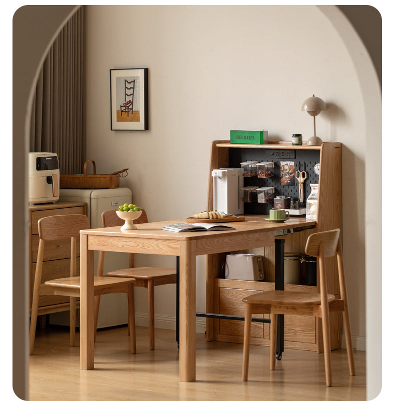 Oak Solid Wood Modern Minimalist Extendable Dining Table