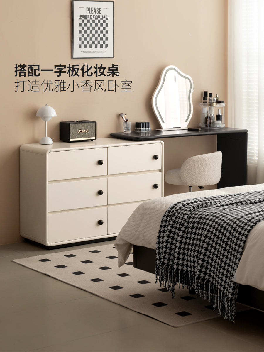 Poplar Solid Wood Modern White Nightstand.