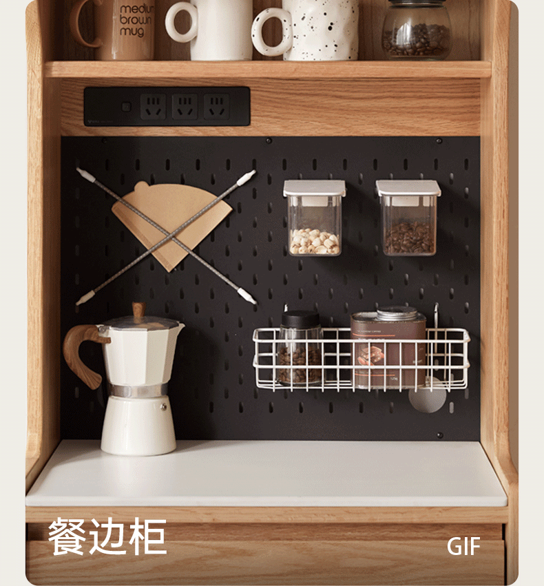 Oak Solid Wood Corner Sideboard with Simple Storage Cabinet