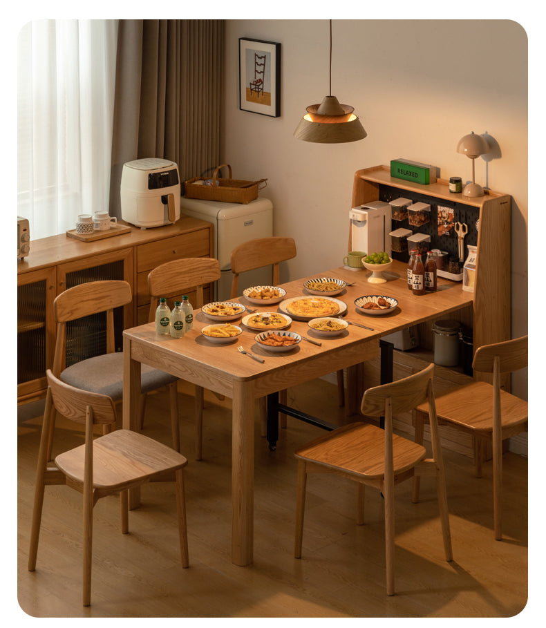 Oak Solid Wood Modern Minimalist Extendable Dining Table