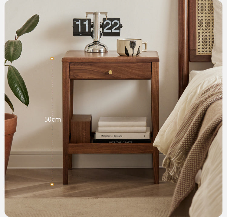 Black Walnut Solid Wood Narrow Nightstand