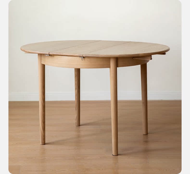 Oak, ash Solid Wood Retractable Round Dining Table