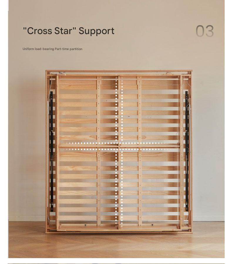 Oak solid wood platform bed, headboard-free bed suspension bed.