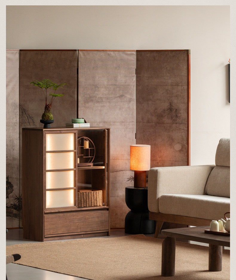 Black Walnut Solid Wood Storage Side Cabinet