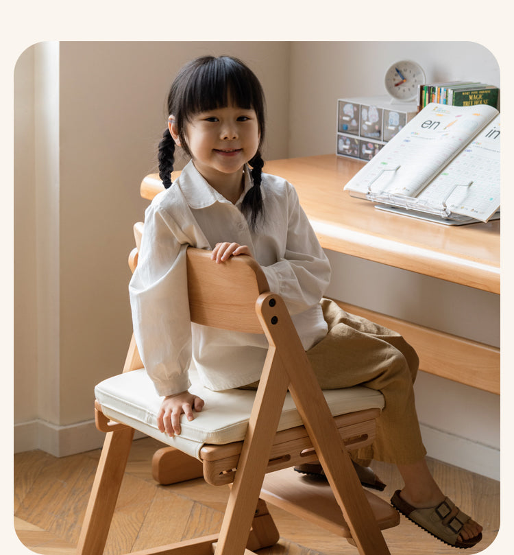 Beech Solid Wood Kid's Adjustable Elevating Chair