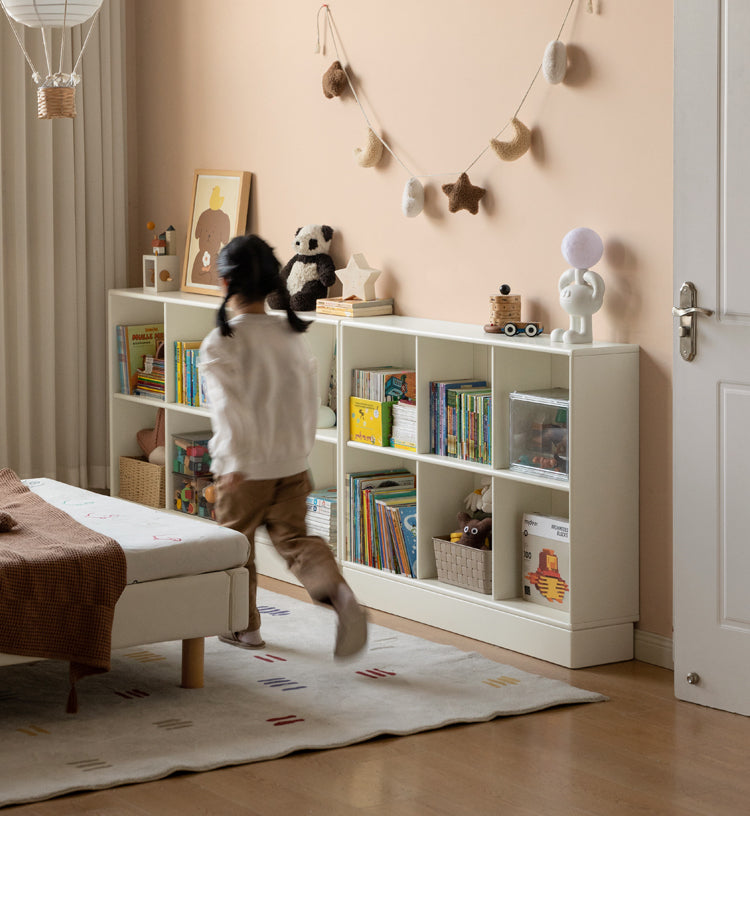 Rubber Solid Wood Cream Style Children's Bookcase Free Combination