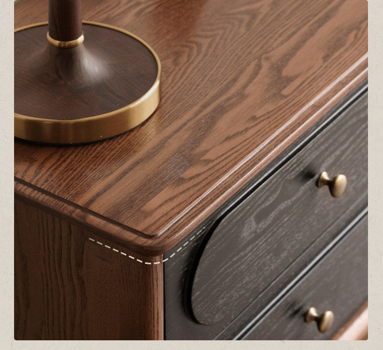 Black Walnut, Ash Solid Wood TV Cabinet with Integrated Storage, Vintage Style Floor Cabinet