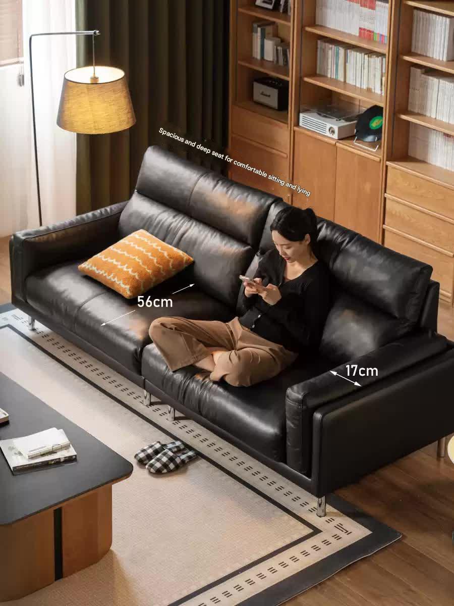 Italian Luxury Leather Sofa  High-Back