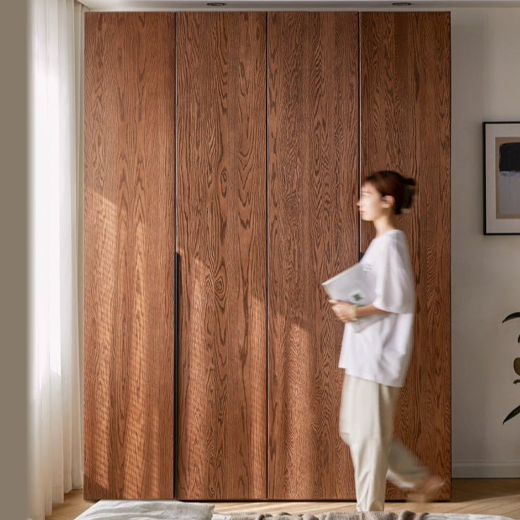 Oak solid wood wardrobe high walnut color-