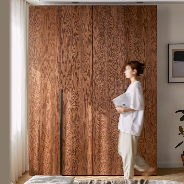 Oak solid wood wardrobe high walnut color: