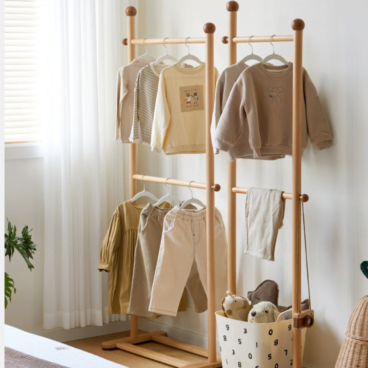 Beech solid wood coat rack for children's bedroom clothes hanger "