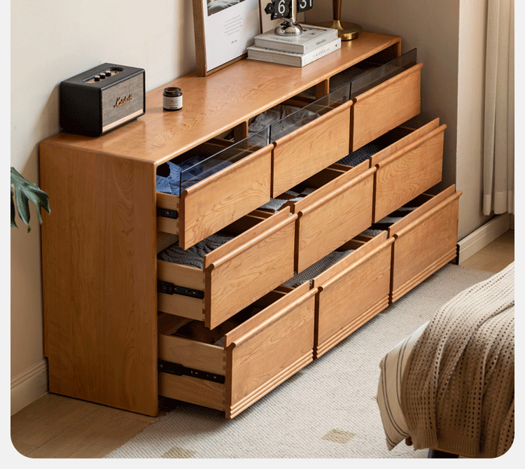 Cherry Solid Wood Nine Drawers Drawer Cabinet