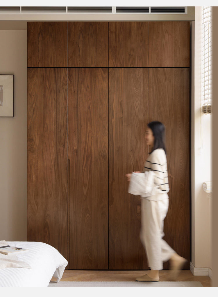 Black Walnut Solid Wood Wardrobe Double Door::