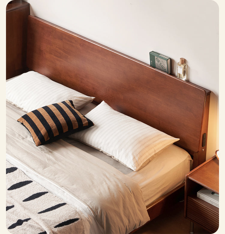 Rubber Solid Wood Antique color Bed