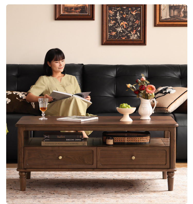 Black Walnut Solid Wood American Retro Coffee Table,