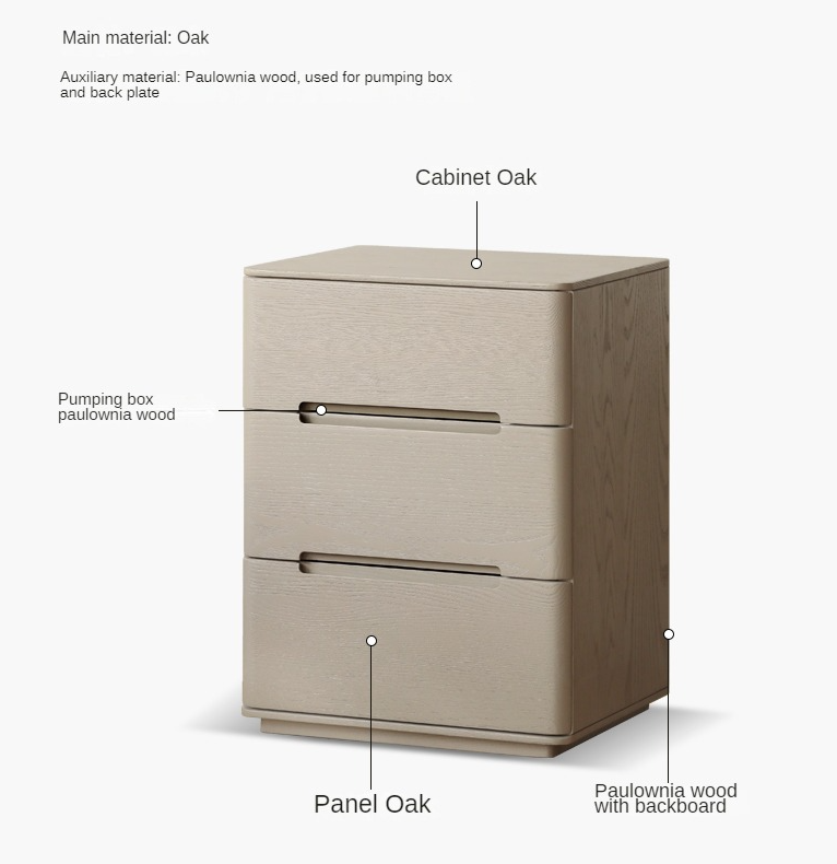Oak Solid Wood Bedside Cabinet Light Luxury nightstand-