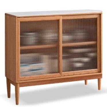 Oak solid wood sideboard multi-functional buffet cabinet,