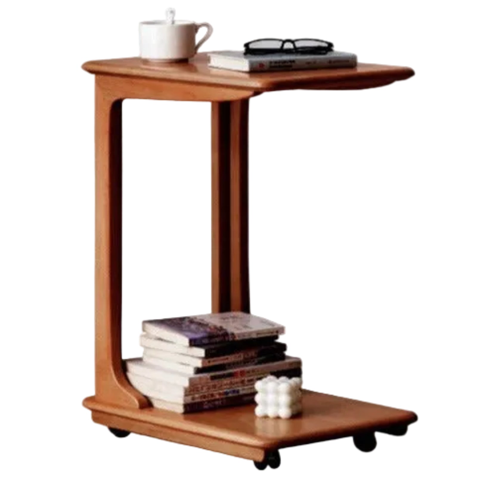 Cherry, Beech, Black Walnut, Rubberwood Solid Rubberwood Chic C-Shaped Side Table