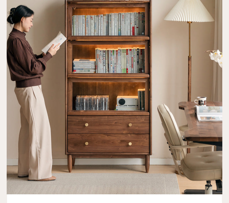 Black walnut solid wood side cabinet flip door :