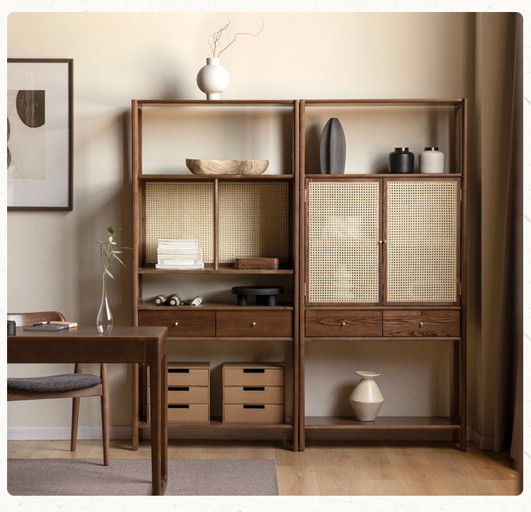 North American Black Walnut, Ash solid wood bookshelf display cabinet simple bookcase<