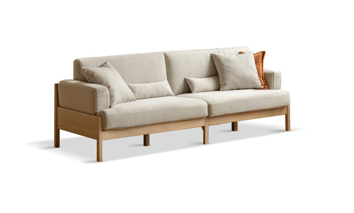 Cream color sofa Oak solid wood"
