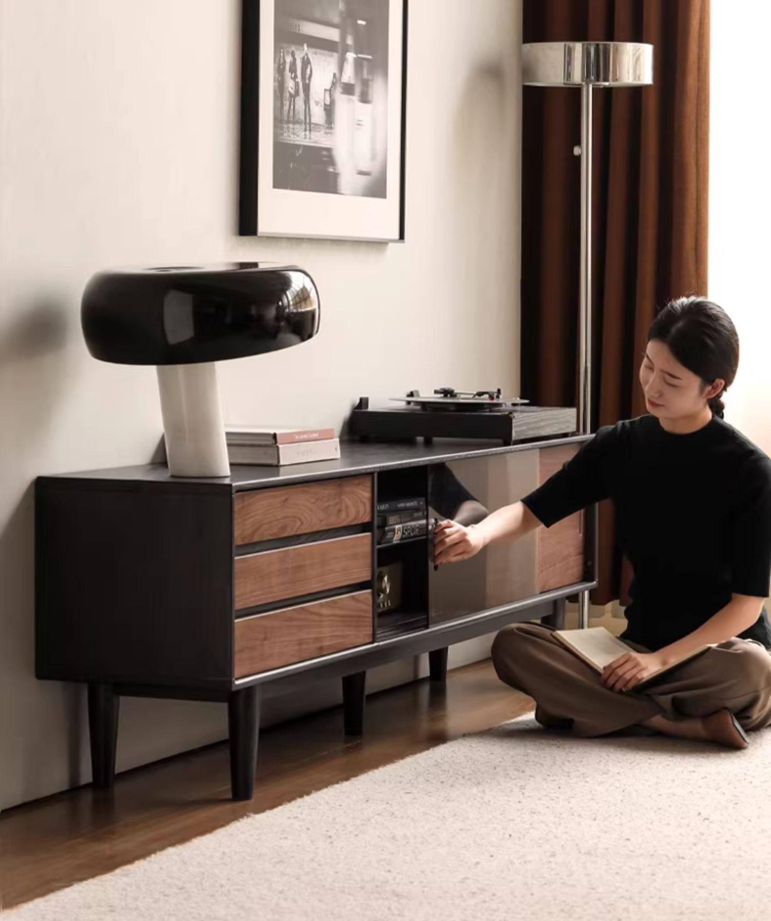 Oak Solid Wood Ancient Style Wood TV Stand